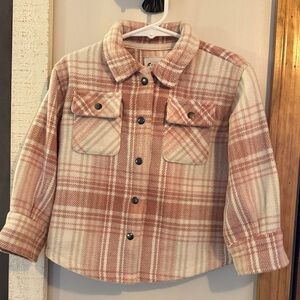 Plaid Kids Jacket in pink, cream and tan
